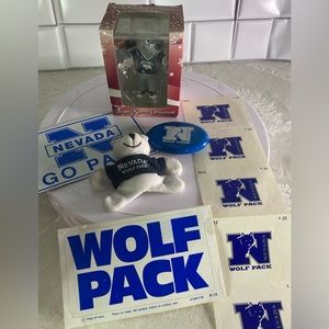 Lot Of Nevada Wolfpack Vintage Fan Memorabilia Ornament Magnet Postcard Stickers